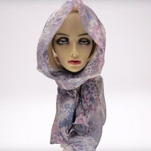 Blue Floral Print Fashion Rectangular Scarf